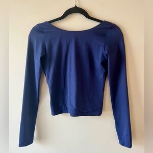 Aerie OFFLINE Hugger Deep Blue Low Back Top - Size XS- activewear workout gym